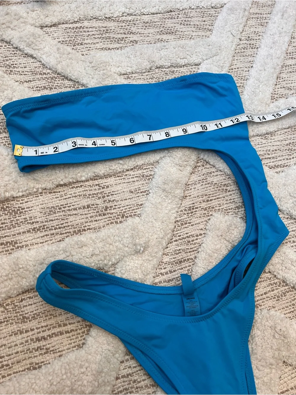 SKIMS Strapless Monokini One piece Cutout Swim Small no straps Turquoise Blue